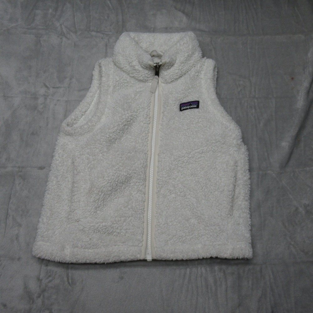 Patagonia Vest Kids XS White Fleece Sherpa High Pile Full Zip‎ Activewear Casual